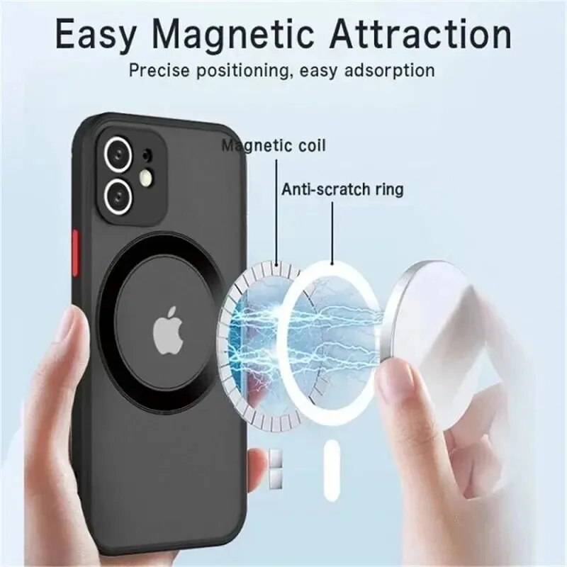 iPhone 14/13/12/11/Pro/Max/Mini/Plus/X/XR/XS Shockproof Magnetic Armor Magsafe Wireless Case For