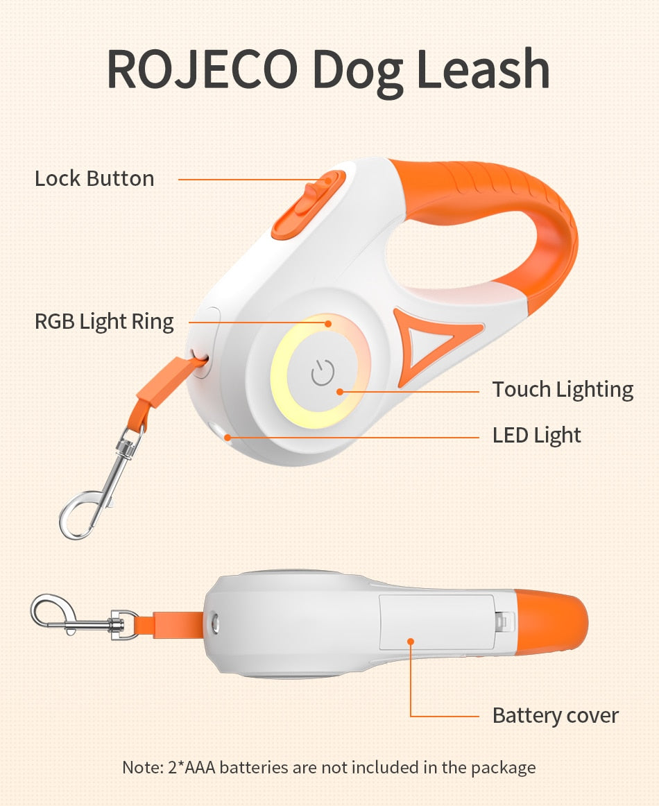 Automatic LED Retractable Dog Leash W/ Flash Light